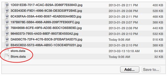 Screen shot from iTunes File Sharing demonstrating two file names with identical names differing only by case